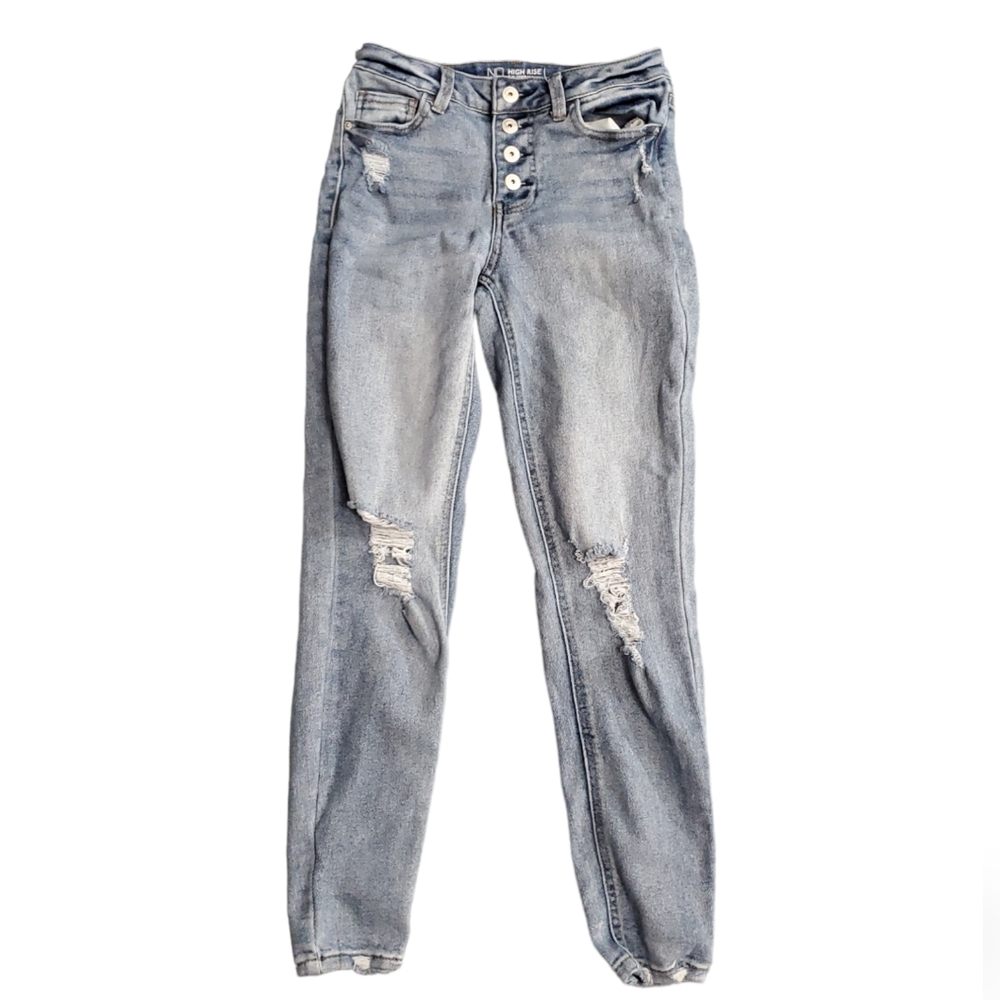 No Boundaries Distressed Blue Skinny Jeans